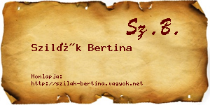 Szilák Bertina névjegykártya
